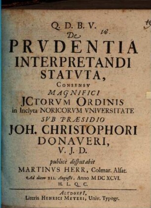 De Prvdentia Interpretandi Statvta