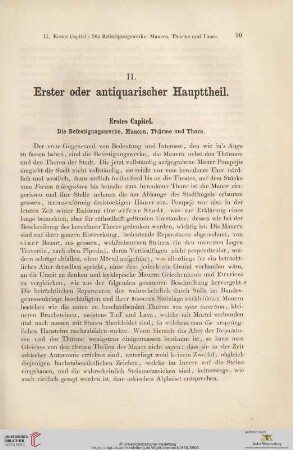 Erstes Capitel. Die Befestigungswerke, Mauern, Thürme, Thore
