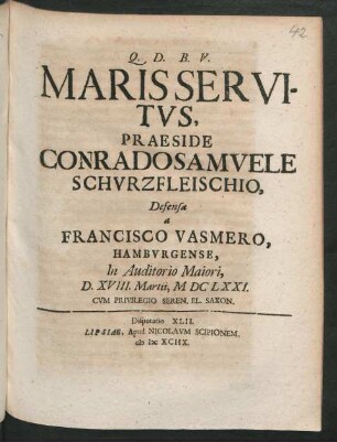 [Disputatio XLII.] Maris Servitus