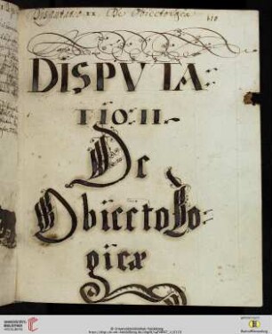 Disputatio II: De Obiecto Logicae