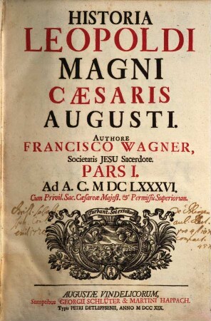 Historia Leopoldi Magni Cæsaris Augusti, Pars I.. Ad A.C. MDCLXXXVI
