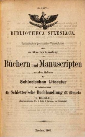 (No. LXXVI.) Bibliotheca Silesiaca