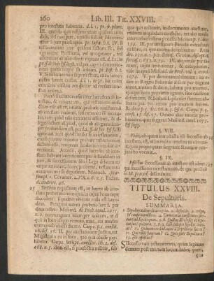 Titulus XXVIII. De Sepulturis