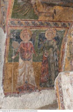 Freskenzyklus mit Christus und Heiligen, Weibliche Heilige mit Lanze (heilige Ursula?) und heilige Märtyrerin