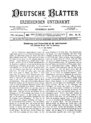 Erziehung und Unterricht im 18. Jahrhundert : nach Salzmanns Roman "Karl von Karlsberg" ; (Schluss)