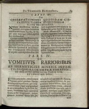 Pars IV. De Vomitivis Rarioribus [...]