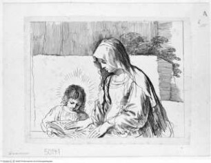 Maria und Jesusknabe beim Lesen der Heiligen Schrift, nach der Zeichnung in Windsor Castle, Royal Library, inv. n. 2529