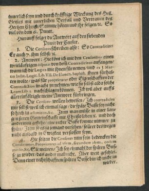 Hierauff folget die Antwort auf den siebenden Punct der Censur.