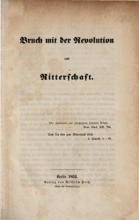 Bruch mit der Revolution und Ritterschaft
