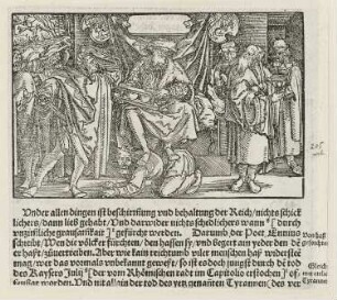Furcht, aus: "OFFICIA M.T.C. EJn Bůch So Marcus Tullius Cicero der Römer zu seynem Sun Marco von den Tugentsamen Ämptern [...]", Augsburg 1545