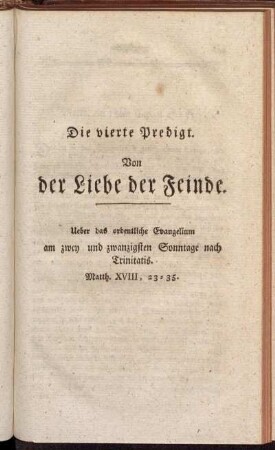 Die vierte Predigt. Von der Liebe der Feinde.