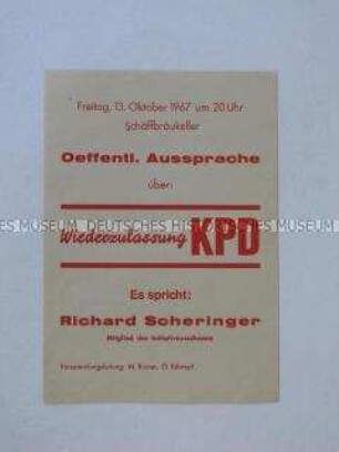 Einladung zu einer Veranstaltung für die Wiederzulassung der KPD