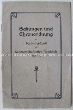 Satzung der Studentenschaft der Landwirtschaftlichen Hochschule Berlin