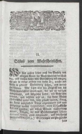 II. Schluß vom Wahrscheinlichen
