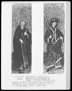 Zwei Altartafeln — Altartafel — Die Heiligen Antonius der Eremit und Sebastian