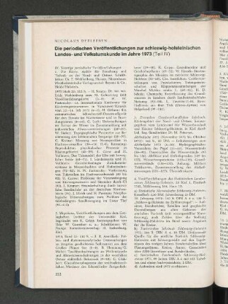Die periodischen Veröffentlichungen zur schleswig-holsteinischen Landes und Volkstumskunde im Jahre 1973 (Teil IV).