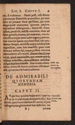 De Admirabili Quorundam Memoria. Caput II.