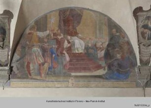 Freskenzyklus mit Darstellungen zu den Ursprüngen des Servitenordens : Papst Innozenz IV. ernennt seinen Nepoten Guglielmo Fieschi zum Protektor des Servitenordens (1252)