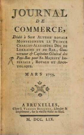 Journal de commerce. 1759,[2] = T. 2. Mars