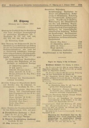 57. Sitzung, Mittwoch den 1. Oktober 1919