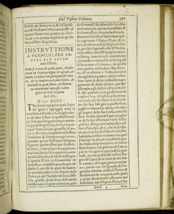 Instruttione A Prencipi Per Sapere Ben Governare li Stati. [...] Cap. XXXV.