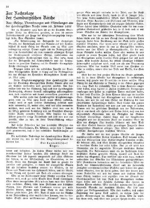Zur Rechtslage der hamburgischen Kirche : Aus: Gesetze, Verordnungen und Mitteilungen aus der hamburgischen Kirche vom 19. Februar 1935