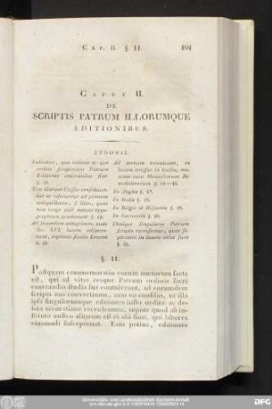 Caput II. De Scriptis Patrum Illorumque Editionibus.