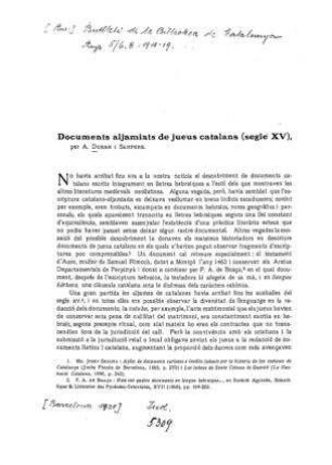Documents aljamiats de jueus catalans : (segle XV) / per A. Duran i Sanpere