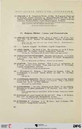 IV. Moderne Bücher /Luxus- und Pressendrucke (Nr. 284-1271)