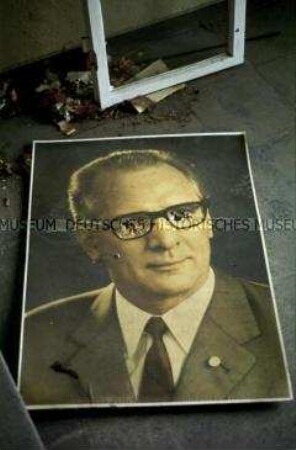 Honecker-Porträt auf einer Müllkippe