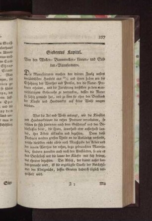 Siebentes Kapitel. Von den Wollen- Baumwollen- Linnen- und Seiden-Manufacturen