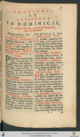 Orationes Et Antiphonae in Dominicis, ...