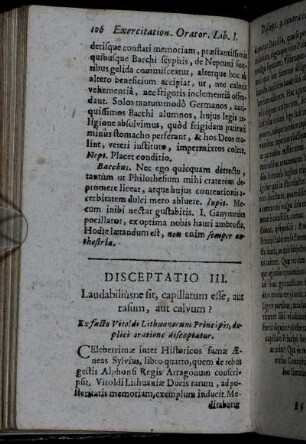 Disceptatio III. Laudabiliùsne sit, capillatum esse, aut rasum, aut calvum?