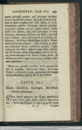 Caput XLI. Elices. Aqilices. Aquileges. Baryllium. Servius emendatur
