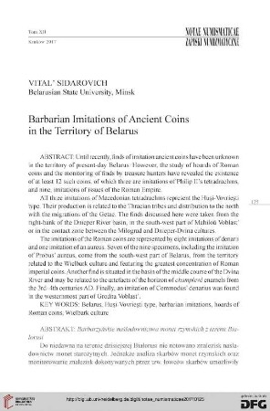 12: Barbarian imitations of ancient coins in the territory of Belarus