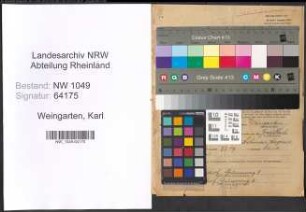 Entnazifizierung Karl Weingarten , geb. 02.02.1891 (Inspektor)