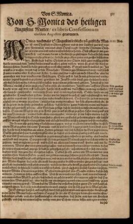Von S. Monica des heiligen Augustini Mutter/ ...