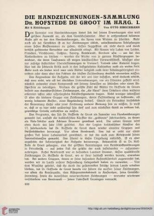 8: Die Handzeichnungen-Sammlung Dr. Hofstede de Groot im Haag, 1