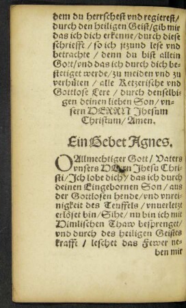 Ein Gebet Agnes.