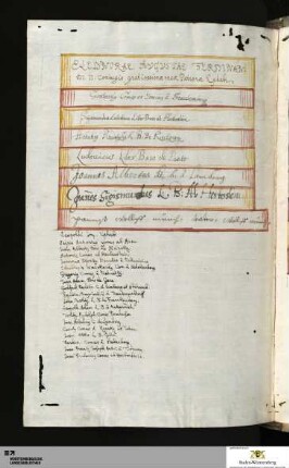 7 Namenseinträge von Edelknaben der Kaiserin Eleonore und Liste der Edelknaben König bzw. Kaiser Leopolds I.