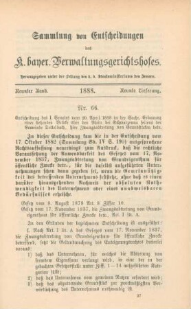 Neunter Band. 1888. Neunte Lieferung. - Nr. 66. - Nr. 75.