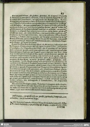 Dell´Origine, e progressi delle tre potesta, Spirituale, Temporale, e Secolaresca, che si trouano ne Papa