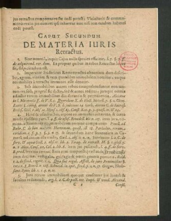 Caput Secundum. De Materia Iuris Retractus.