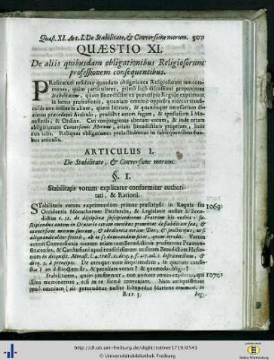 Quaestio XI. De aliis quibusdam obligationibus Religiosorum professionem consequentibus.