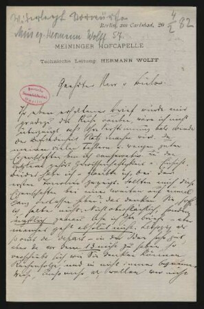 Brief an Hans von Bülow : 04.02.1882