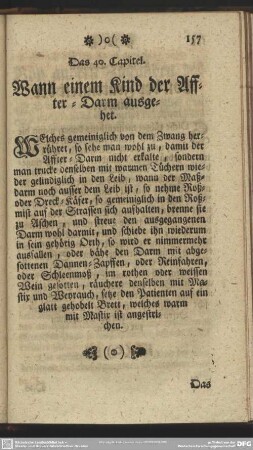 Das 40. Capitel. Wann einem Kind der Affter-Darm ausgehet