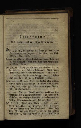 Litteratur für unmittelbare Denkübungen