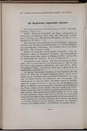Zur Besprechung eingesendete Literatur: