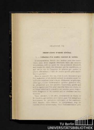 I. - Utilisation d'un nombre restreint de varietés.