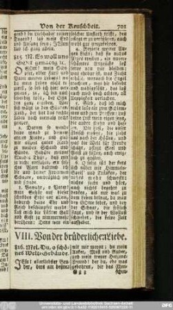 VIII. Von der brüderlichen Liebe.